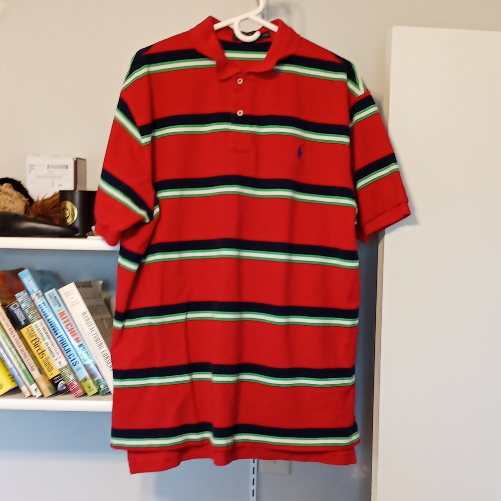 Polo Ralph Lauren red blue green striped Polo XXL